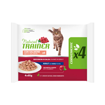 Natural Trainer Cat Multipack Adult, vrečka - losos - 4 x 85 g