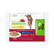 Natural Trainer Cat Multipack Adult, vrečka - piščanec - 4 x 85 g