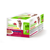 Natural Trainer Cat Multipack Adult, vrečka - piščanec, losos - 24 x 85 g